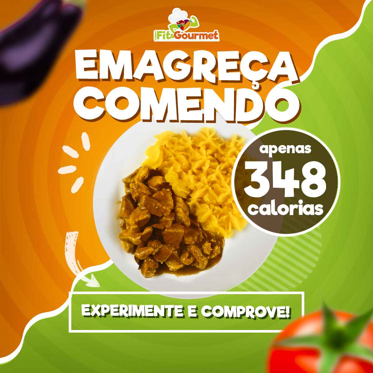 frango em cubos ao curry pure de mandioquinha