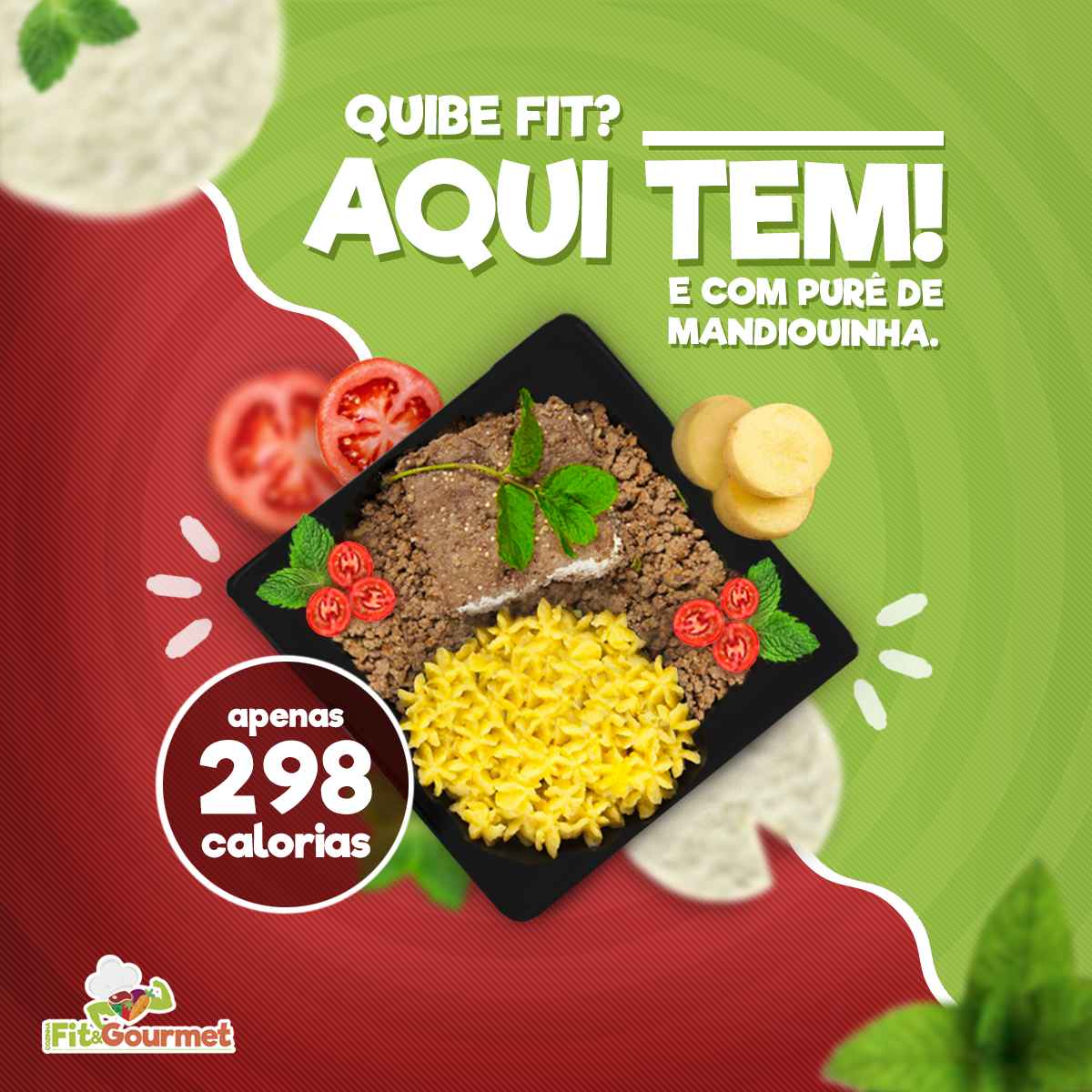 quibe assado com pure de mandioquinha